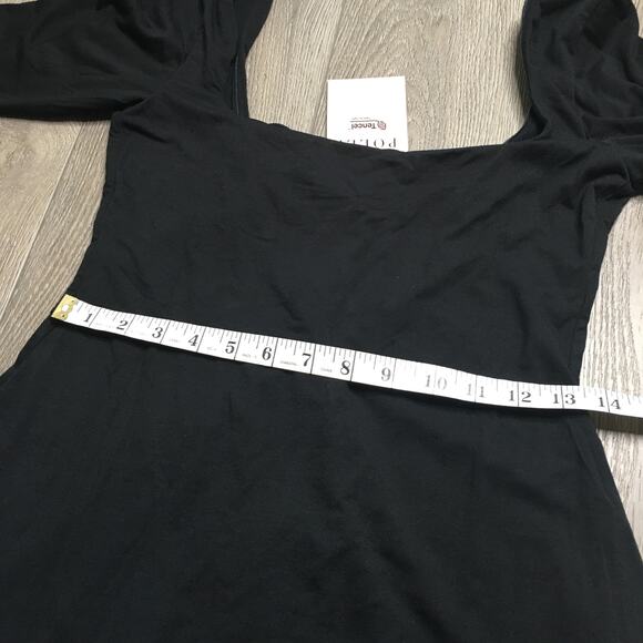 NWT Oh Polly Hope Modal Square Neck Long Sleeve Mini Dress Open Back Black L - Picture 8 of 11